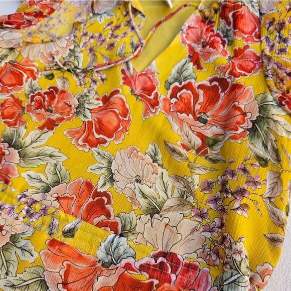 Anthropologie Dolan Silk Floral Yellow Ellory Sundress Size M - Picture 8 of 16